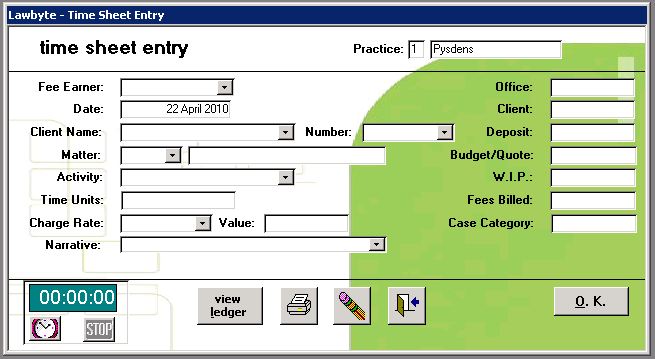 Time Sheet Entry